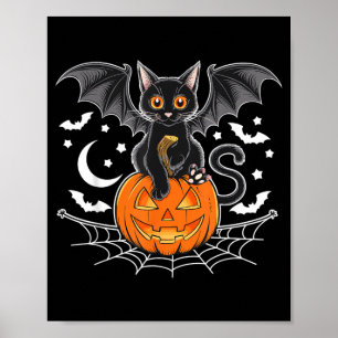 Vleermuis Halloween _ Zwarte Kat Vleermuisvleugels Poster