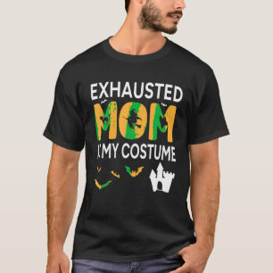 Vleermuis heks pompoen Halloween dag uitgeput mam T-shirt