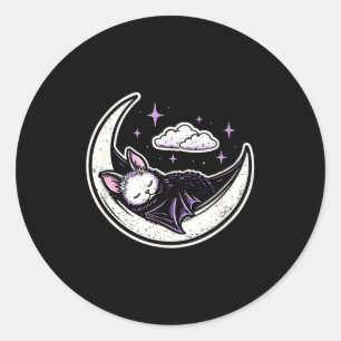 Vleermuis maan griezelig schattig kawaii pastel go ronde sticker