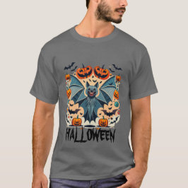 Vleermuis met open vleugels grappige halloween t-shirt