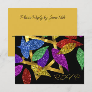 Vleermuis Mitzvah Blauw Paarse Groene Glittery Pet Kaart