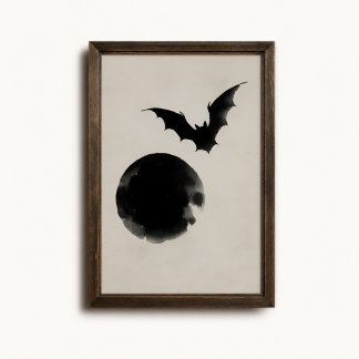 Vleermuis Silhouet Maan Halloween Muurposter Poster