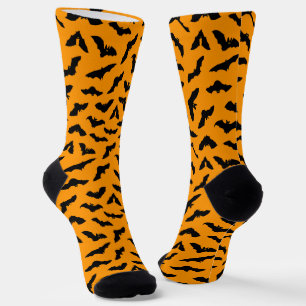 Vleermuispatroon Oranje Halloween Sokken