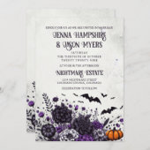 Vleermuizen en bloemen bruiloft kaart (Voorkant / Achterkant)