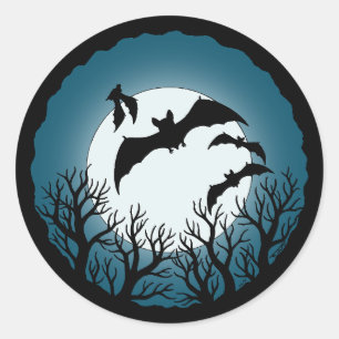 Vleermuizen en Bomen Tegen de Maan Ronde Sticker