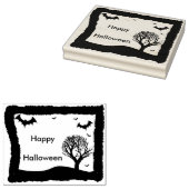 Vleermuizen en boomlandschap 2 silhouet kunststemp 	rubberstempel (Gestempeld)