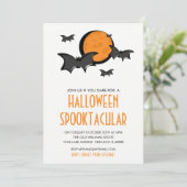 Vleermuizen en Maan Halloween-feest uitnodigingska Kaart (Staand voorkant)