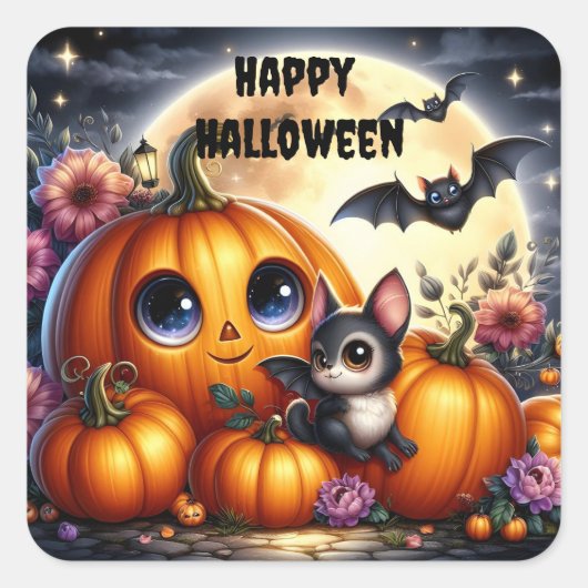 Vleermuizen En Pompoenen Halloween Sticker (Voorkant)
