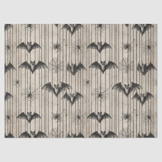  vleermuizen en spinnenwebben op Distressed Stripe Tissuepapier (Voorkant)