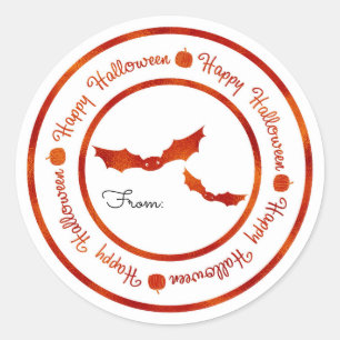 Vleermuizen Fijne Halloween Oranje Glans Feest Beh Ronde Sticker
