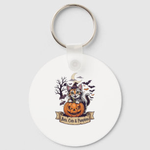 Vleermuizen Katten Pompoenen Halloween Heks Kat Sp Sleutelhanger