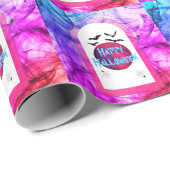 vleermuizen spooky enge Schattige roze modern happ Cadeaupapier (Rol Hoek)