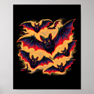 Vleermuizen Vliegen Halloween Creepy Night Herfst Poster