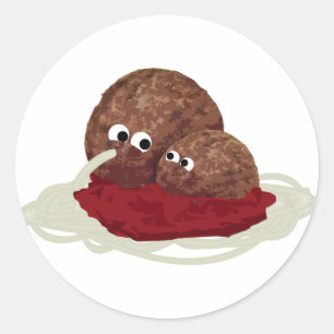 Vleesbal spaghetti ronde sticker