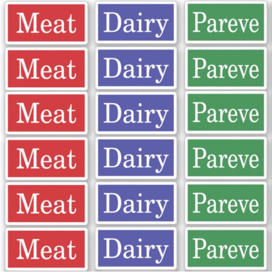 Vleesdairy Pareve Kosher Labels (Voorkant)