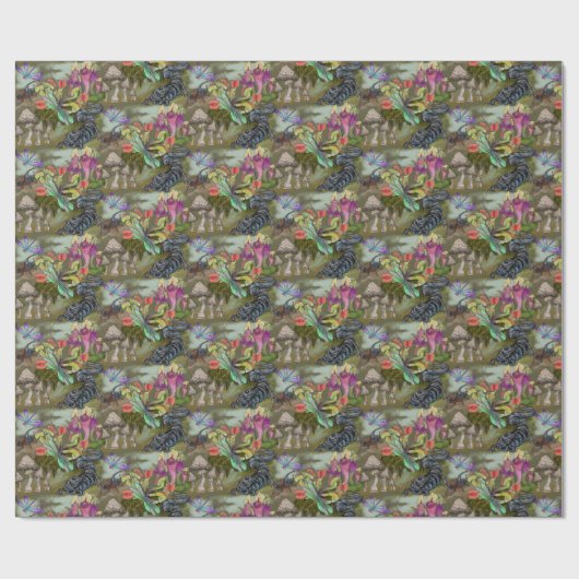 Vleesetende Plant Wetland Goblincore Pattern Cadeaupapier (Vlak)