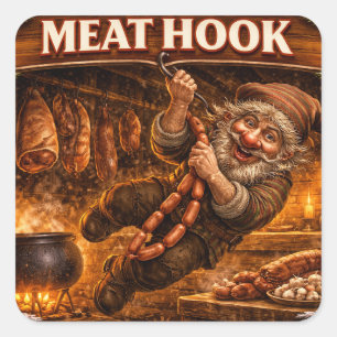 Vleeshaak IJslandse Yule Lad Vierkante Sticker