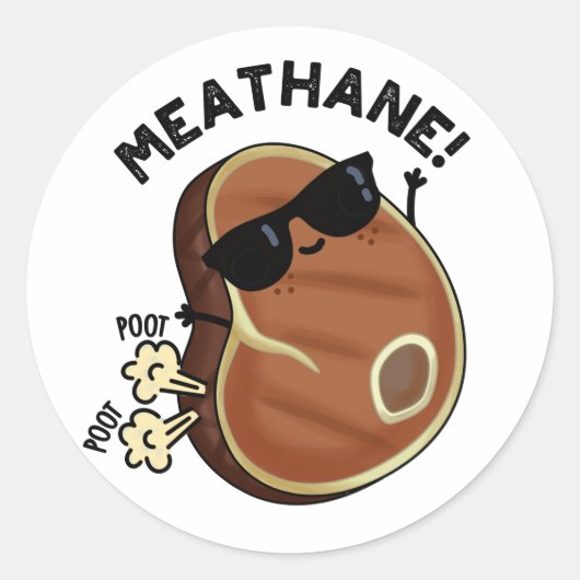Vleeshane Funny Farting Meat Pun Ronde Sticker (Voorkant)
