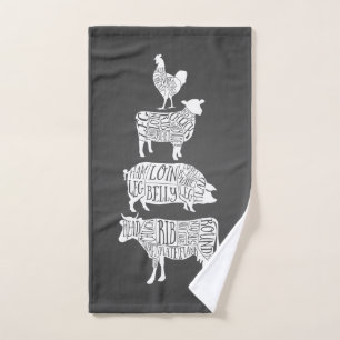 vleeskuikenvlees van runderen snijdt kleine stukje handdoek