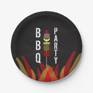 Vleesspies BBQ Kook Uit Feestje Papieren Bordje