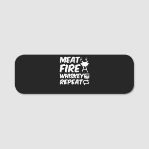 Vleestong herhalen Funny Gezegde Vlees BBQ Naamplaatje