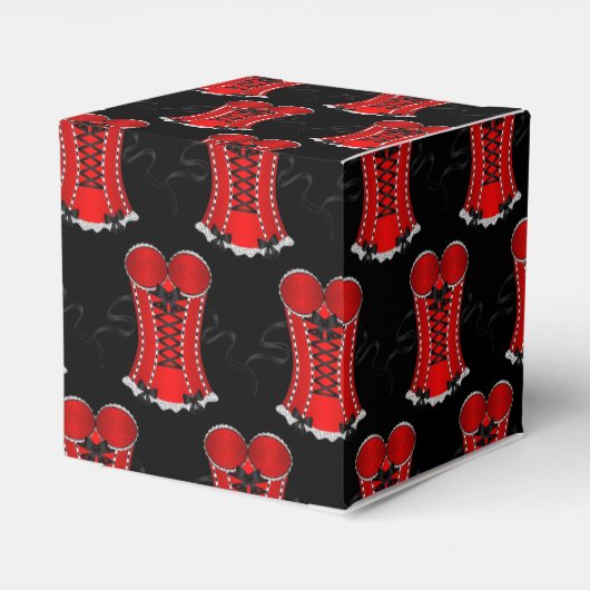 Vleitende rode korset kubus bedankdoosjes (Achterkant)