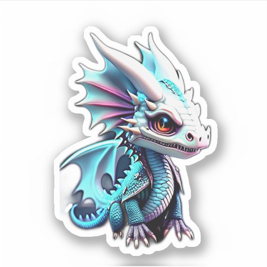 Vlek witte draak sticker (Voorkant)