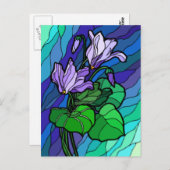 Vlekglas Paarse bloempost Kaart (Voorkant / Achterkant)