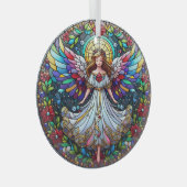 Vlekglazen engel glas ornament (Voorkant Rechts)