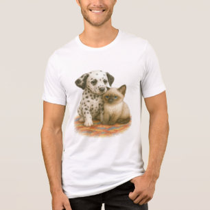 Vlekken & knuffels – Dalmatische pup & Siamese kit Tri-Blend Shirt
