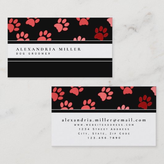 Vlekken van dieren | Zwart wit en roze Visitekaartje (Voorkant / Achterkant)