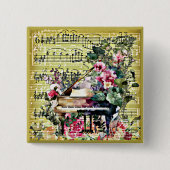 vleugel en bloemenontwerp vierkante button 5,1 cm (Voorkant)