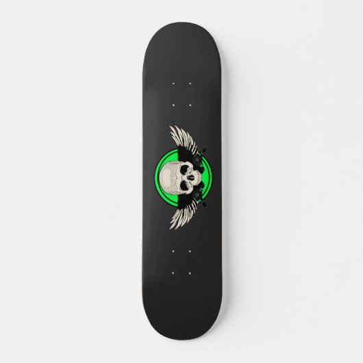 Vleugel Schedel - GROEN Skateboard (Voorkant)
