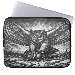 Vleugelige Uil Schildwacht van BurnsInHell Laptop Sleeve
