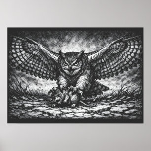 Vleugelige Uil Schildwacht van BurnsInHell Poster