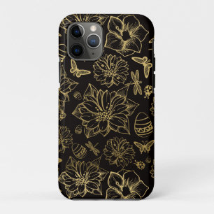 Vleugelpatroon van goudbloemen iPhone 11 pro hoesje