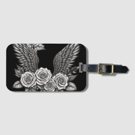 Vleugels met bloemen. Esthetische bloemenvleugels Bagagelabel