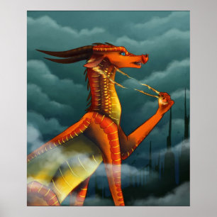 vleugels van drakenbedekking poster