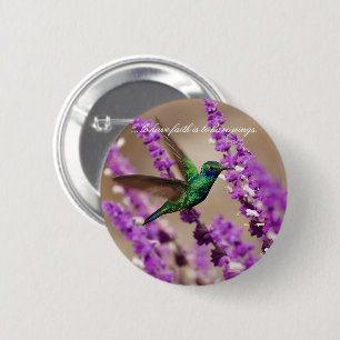 Vleugels van het geloof Glanzende paarskeelkolibri Ronde Button 5,7 Cm