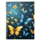 Vleugels van vreugde: Blauwe en gele vliegende vli Notitieboek (Voorkant)
