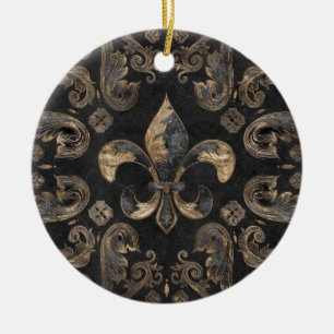 Vleur-de-lis luxeversiering - Zwarte marmer Keramisch Ornament