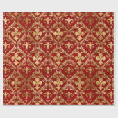 Vleur-de-lis patroon luxe rood cadeaupapier (Vlak)