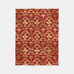 Vleur-de-lis patroon luxe rood fleece deken
