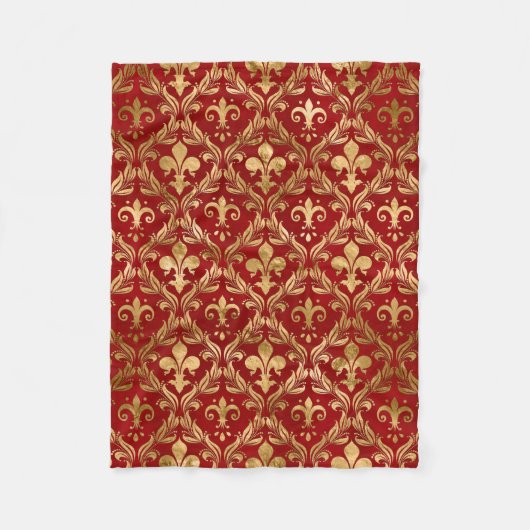 Vleur-de-lis patroon luxe rood fleece deken (Voorkant)