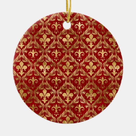 Vleur-de-lis patroon luxe rood keramisch ornament (Voorkant)
