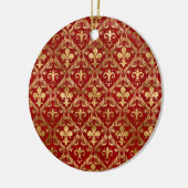 Vleur-de-lis patroon luxe rood keramisch ornament (Links)