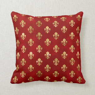 Vleur-de-lis patroon luxe rood kussen
