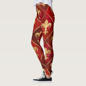 Vleur-de-lis patroon luxe rood leggings (Links)