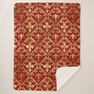 Vleur-de-lis patroon luxe rood sherpa deken