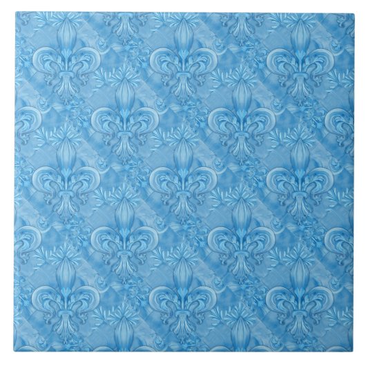 Vleur-de-lis-patroon - zachte hemel blauw tegeltje (Voorkant)
